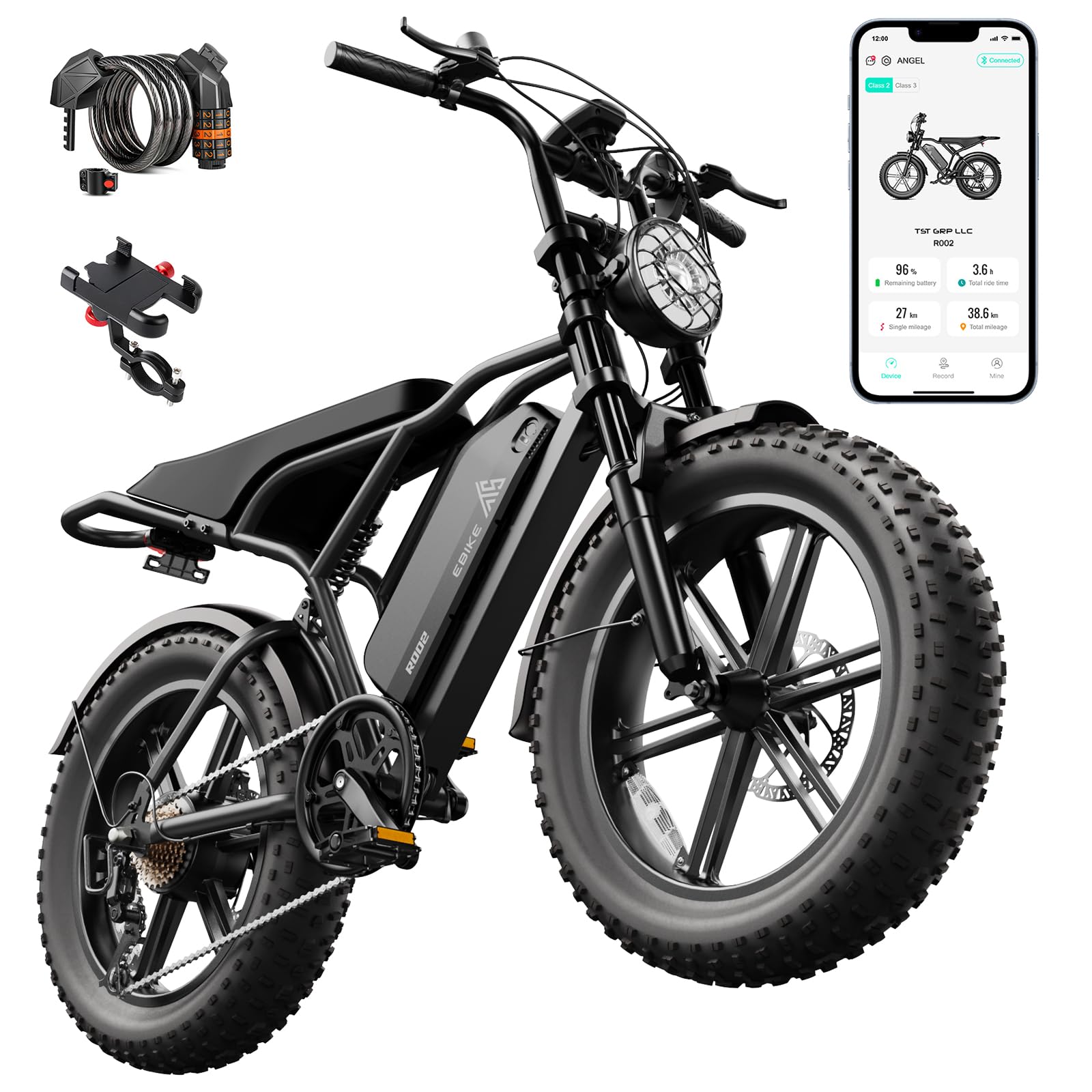 TST Electric Bike 48V 15/25Ah Battery 2000W Peak Motor, 20 * 4.0 Fat Tire