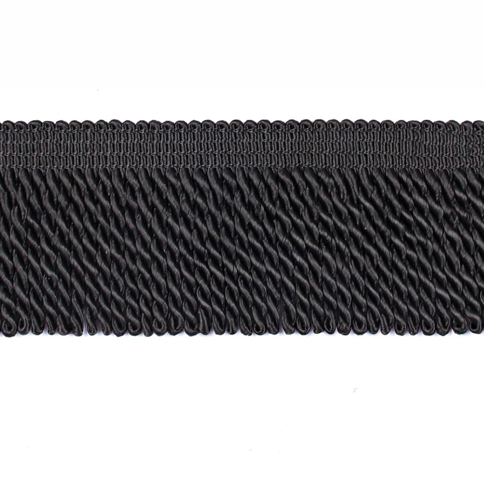 BEL AVENIR Bullion Fringe Trim Curtain Fringes 10 Yard x 2.5 Inches Sewing Fabric Trims DIY Decoration for Curtain Cushions Lampshades Clothes (Black, 5 Yard)