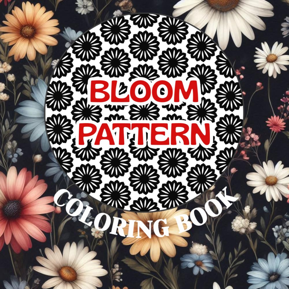 Bloom Rhythm Pattern Coloring Book: Symmetrical Floral Designs for Relaxation | 8.5" x 8.5" Square Format | 50 Bold Black & White Pages for Stress Relief & Creative