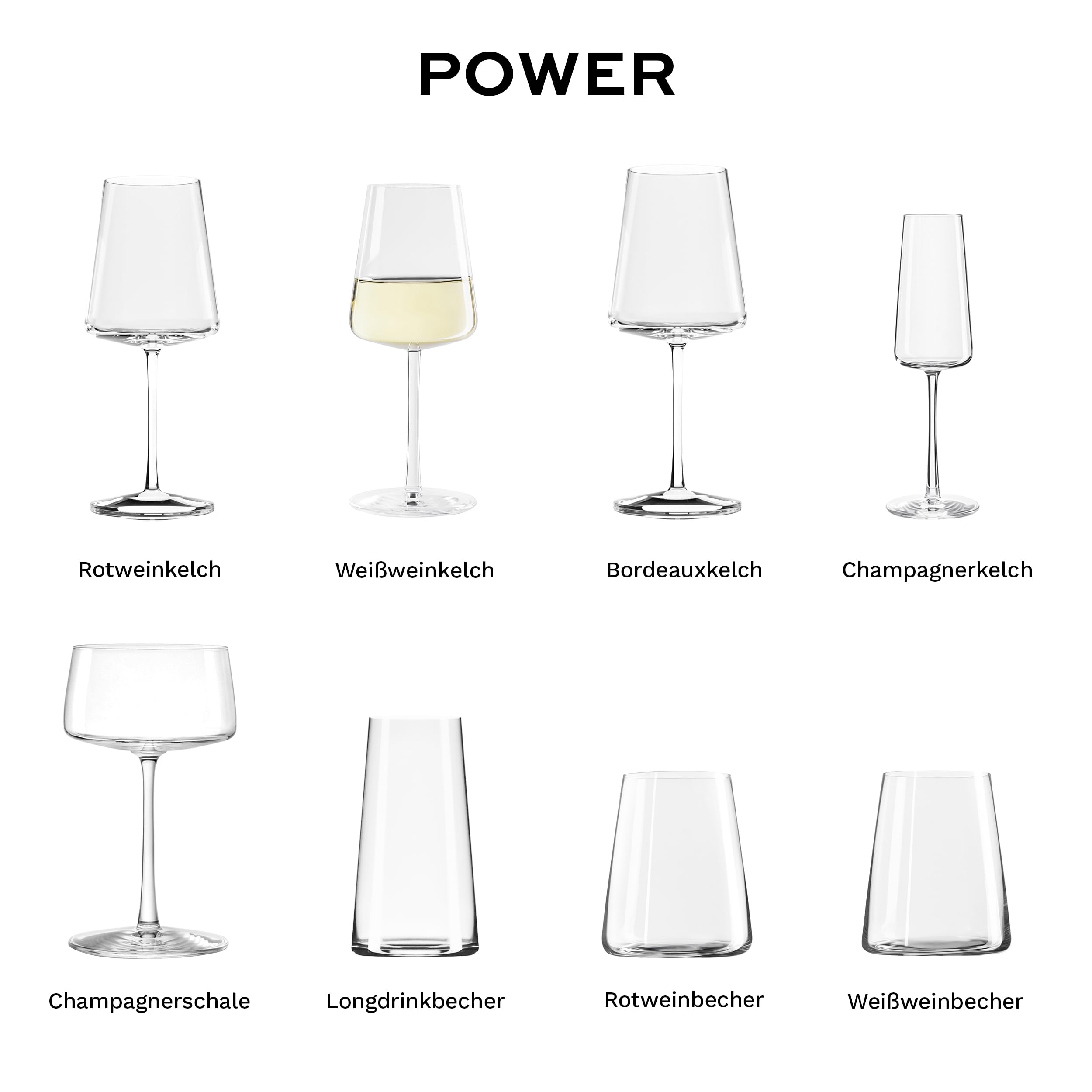Stölzle Lausitz Weißweingläser Power 6er-Set 400 ml – Moderne Weingläser für maximale Aromaentfaltung von Weißwein – Edler Weißweinkelch aus Kristallglas – Spülmaschinen- & Stoßfest, Made in Germany