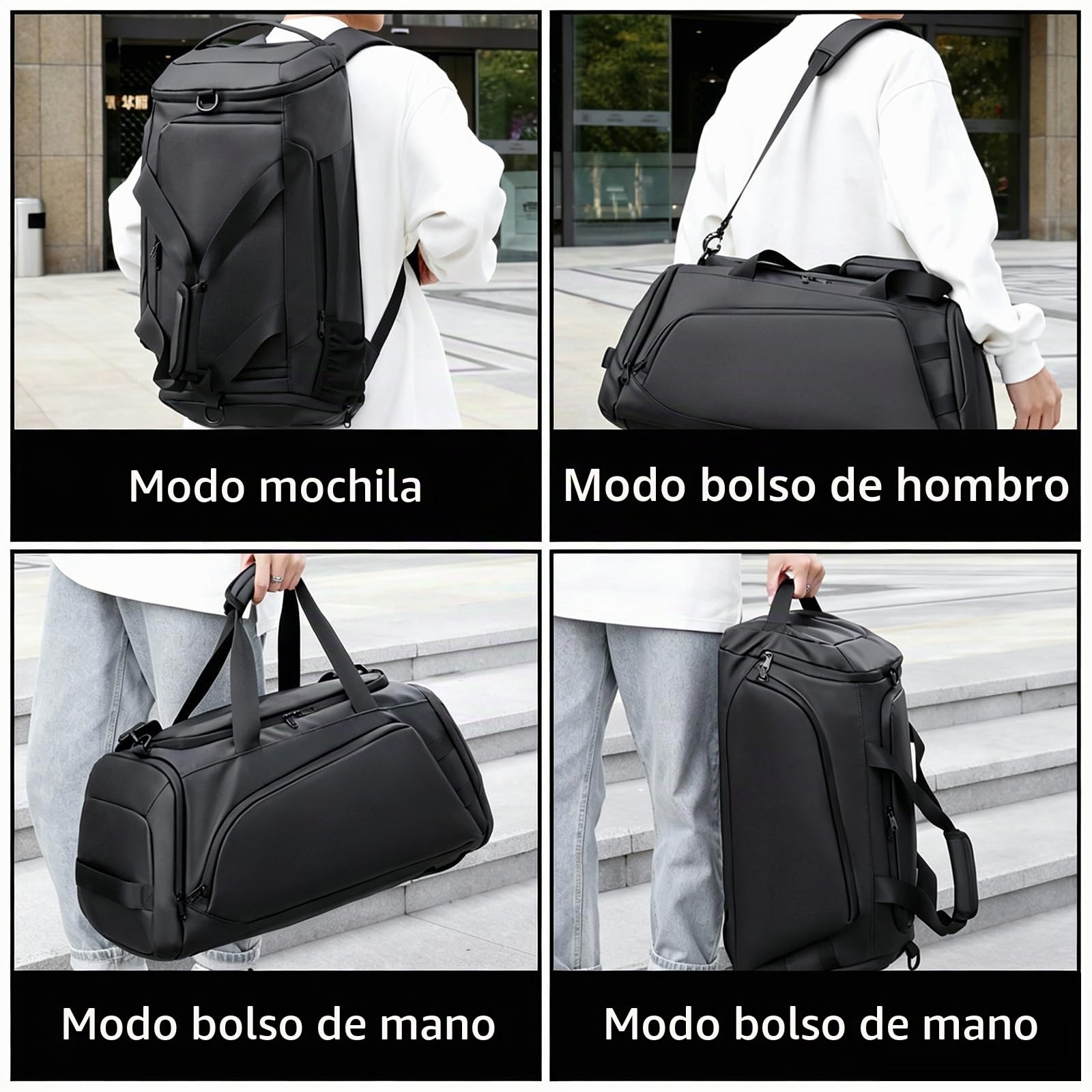 45L Bolsa de Gimnasio Grande Mochila de Lona Deportiva para Hombres y Mujeres, Bolsas de Deporte de Fitness Resistentes al Agua, Bolsa de Viaje de Fin de Semana Durante la Noche