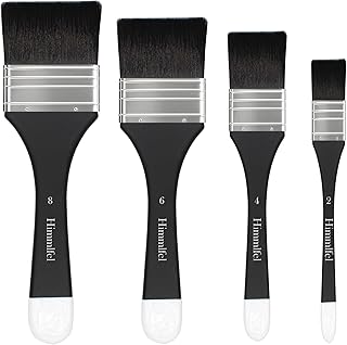 Flachpinselset, 4 Stück Flachpinsel für Acryl-, Aquarell-, Öl- und Gouachemalerei