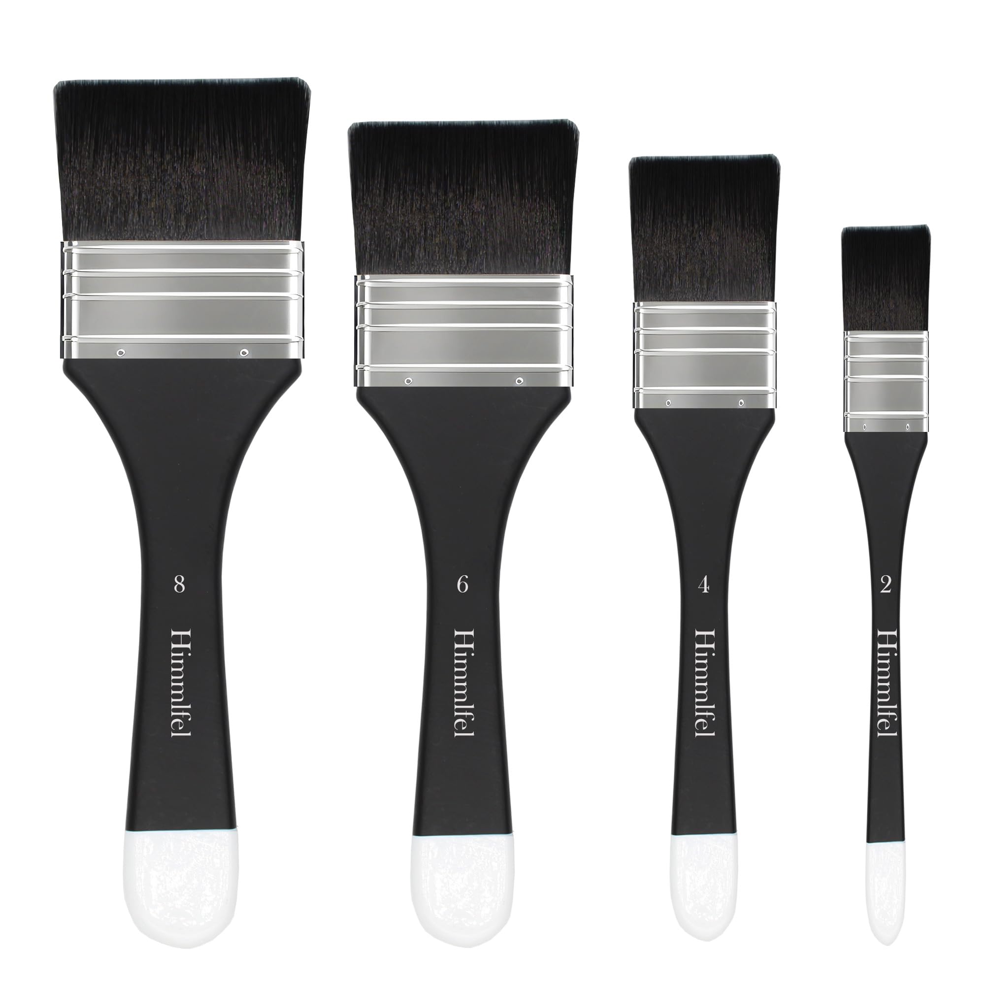 Himmlfel flat paint brush set, 4 pcs flat paint brushes for acrylic, watercolour, oil and gouache painting, brushes for artists and beginners