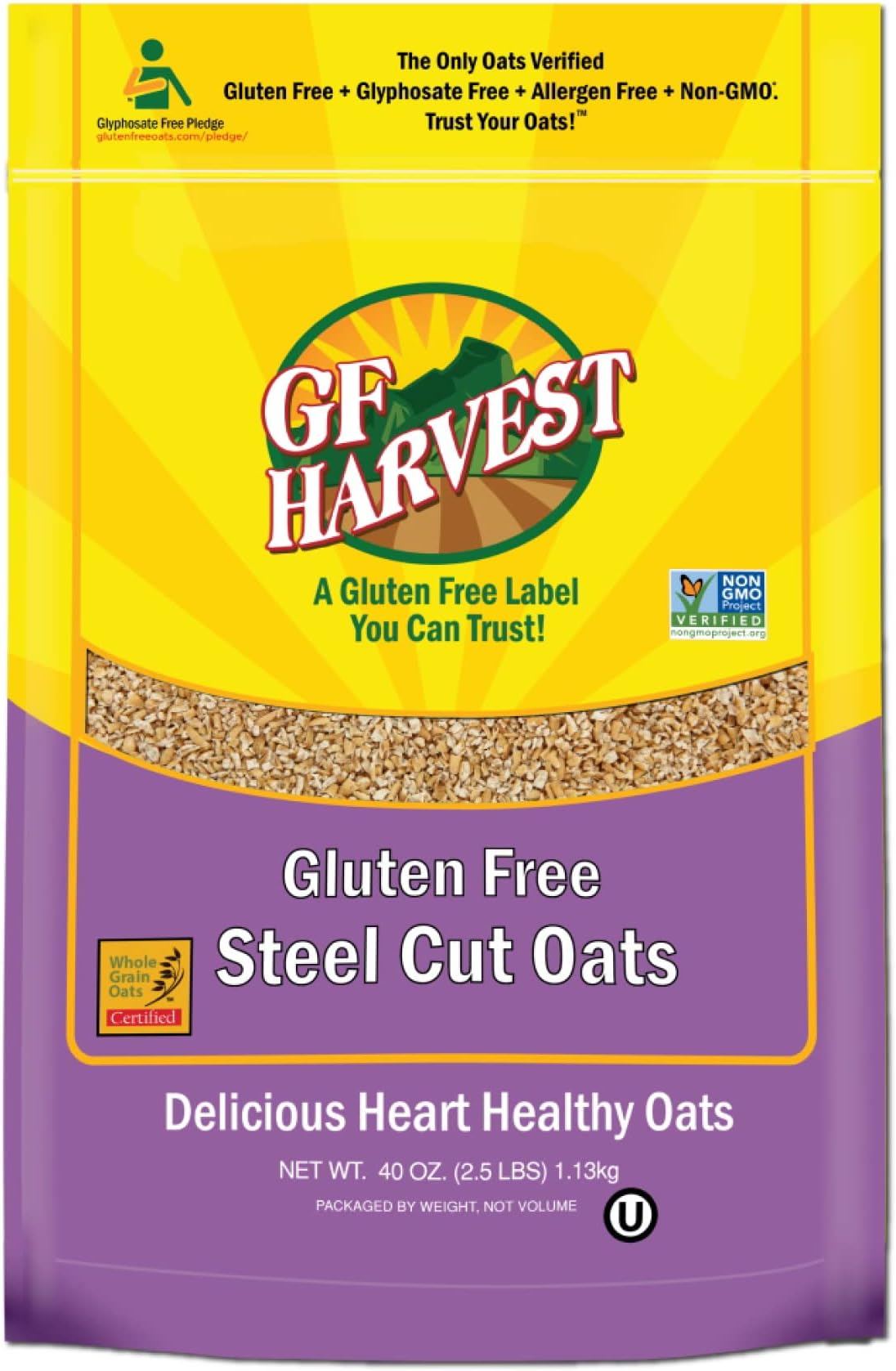 GF Harvest Gluten Free Steel Cut Oats, 40 Ounce Bag, Pack of 2