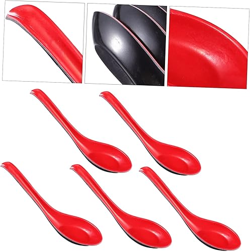 Miniatura 8 de UPKOCH 10 cucharas de plástico para niños Pho dumpling cucharas de servicio de postre sopas de ramen cuchara vajilla de alimentos tonelada sopa de