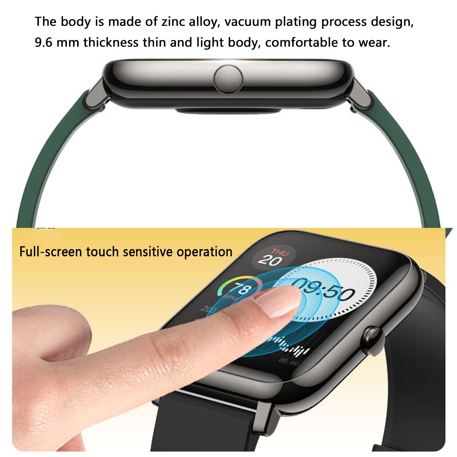 Inteligentny zegarek dla mężczyzn inteligentne zegarki dla kobiet smartwatch zegarek fitness sport pływanie wodoodporny silikonowy pasek na nadgarstek ładowanie magnetyczne odpinany pasek, Czarny, 1.4 inch