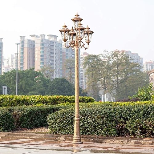 Miniatura 3 de Bwldma Luz de calle clásica, lámpara de poste victoriana europea, Villa al aire libre, impermeable, luz de columna de poste alto, luz de patio para