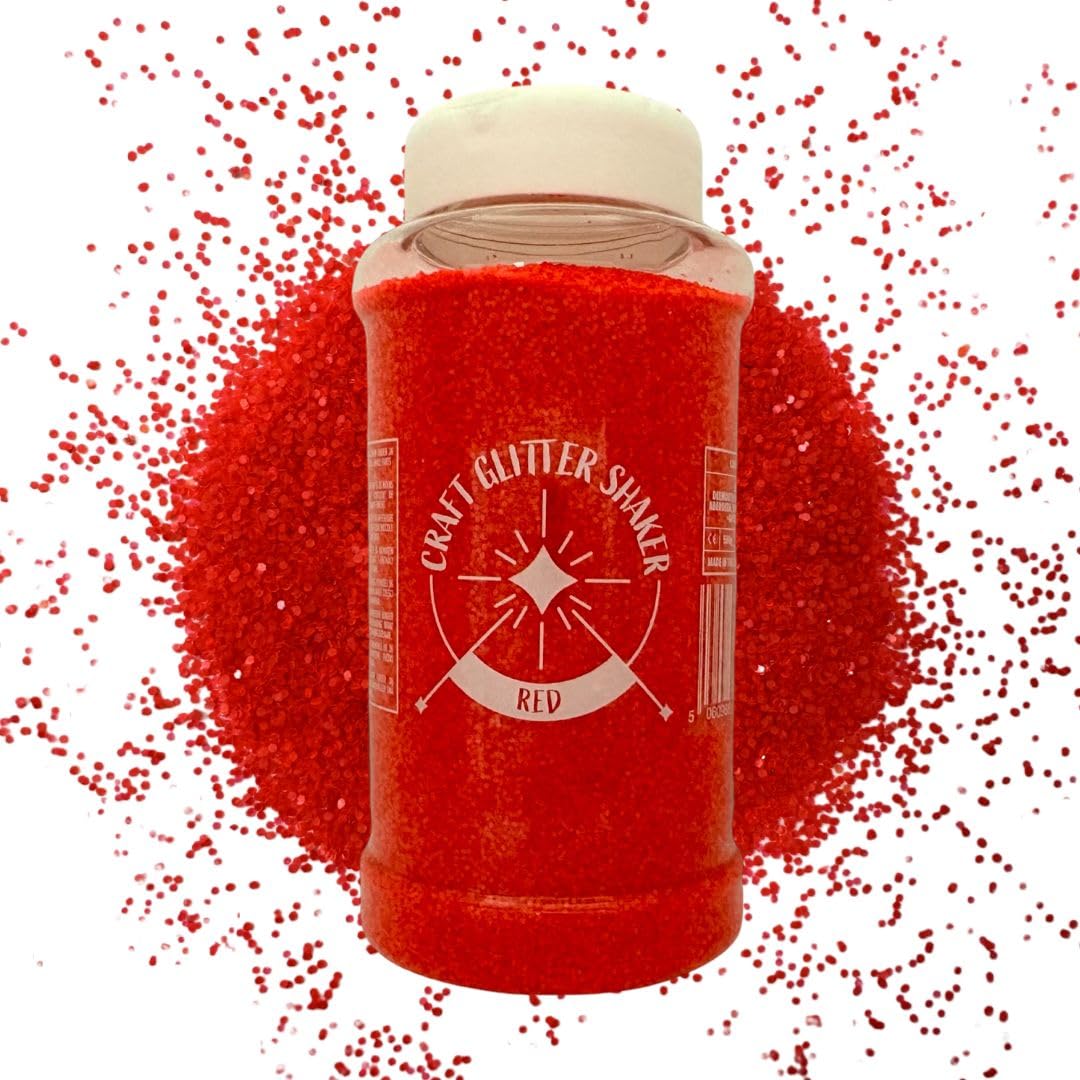Large 500g Shaker Jar of Bright Red Chunky Glitter for Resin or Crafts, Nail Art