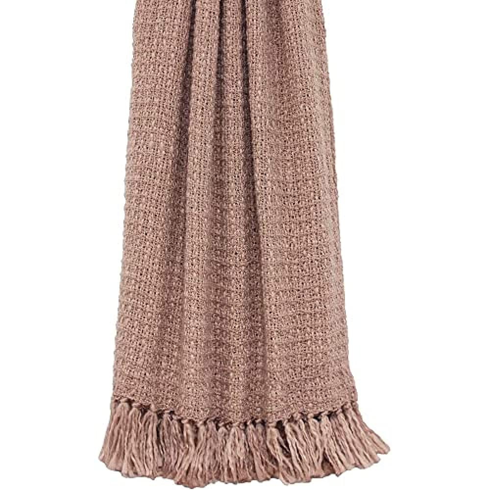 Riva Paoletti Boden Throw - Blush Pink - Textured Weave Design - Heavyweight Fabric - Fringed Edges - Machine Washable - 100% Acrylic - 150 x 200cm (59" x 91" inches) - Designed in the UK
