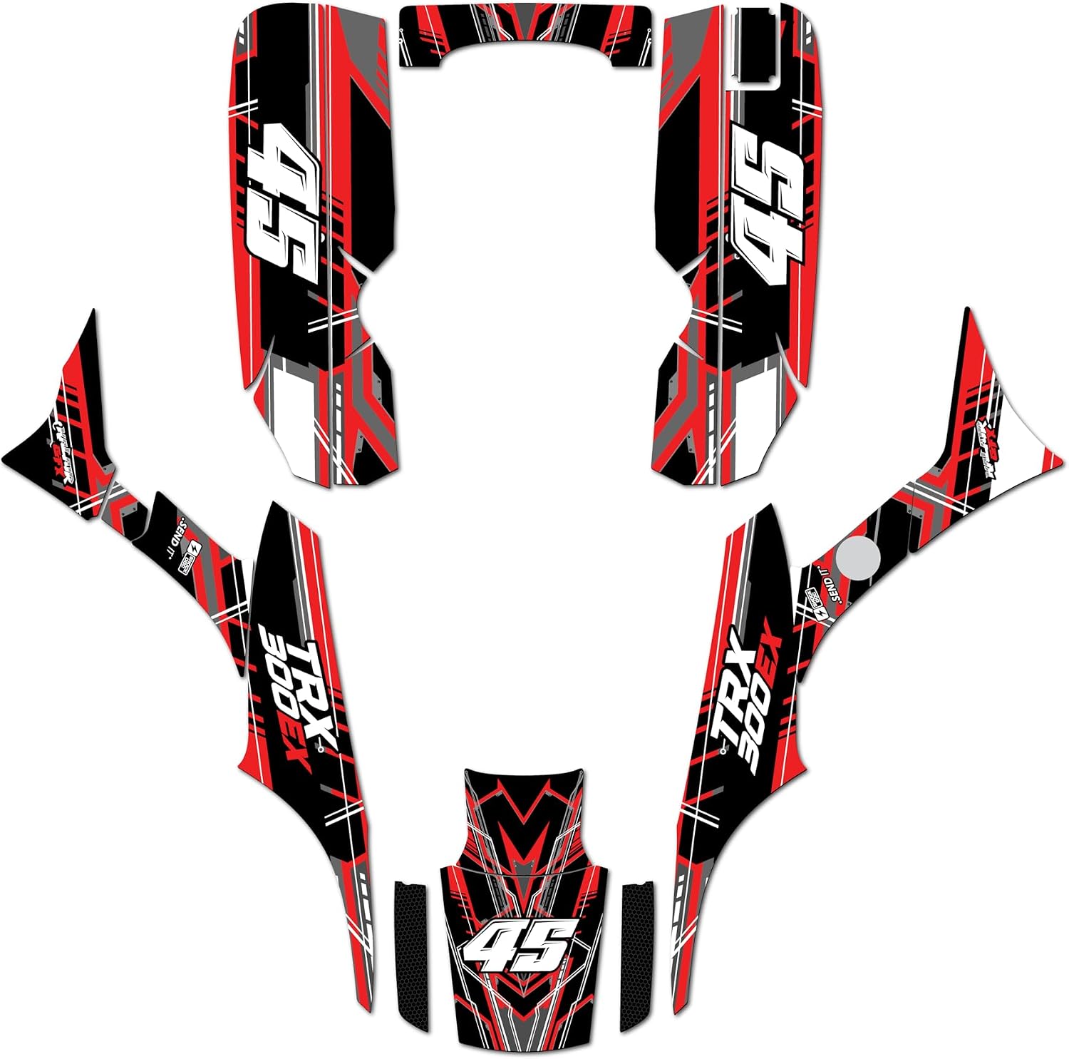 Graphics Kit for Honda TRX 300EX (1993-2006) Swift Series Red 21 Mil- ATV UTV Custom Racing Graphics Stickers Decals Kit, no-plastics