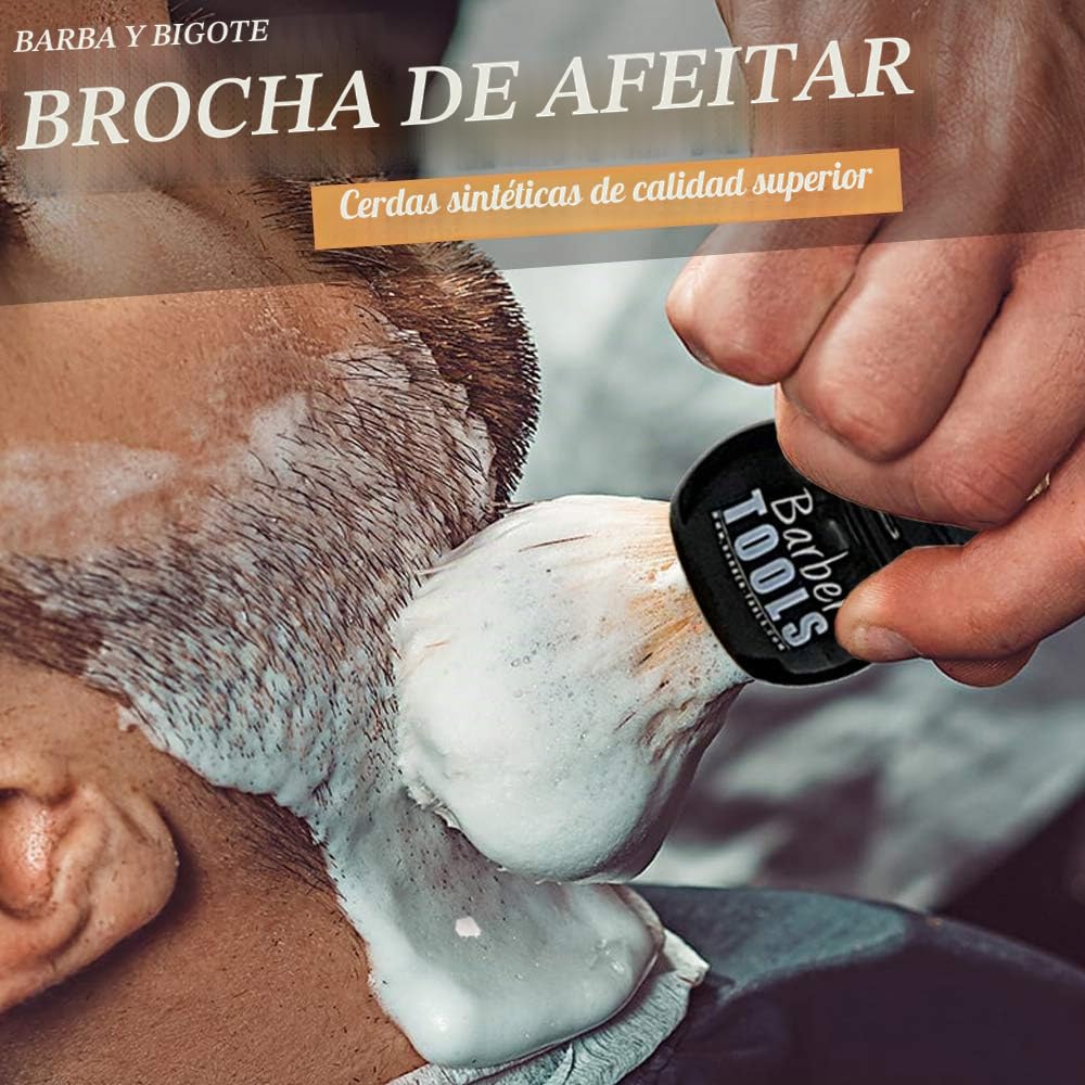✮ BARBER TOOLS ✮ Kit de afeitado | Brocha de afeitar + jabón de afeitar 150ml