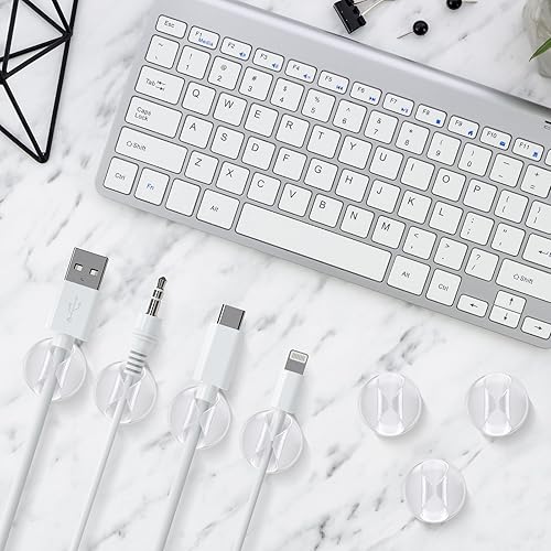 Miniatura 9 de Paquete de 12 clips para cables, organizador de cables transparentes, organizador de cables adhesivos, clips para escritorio, hogar, oficina,
