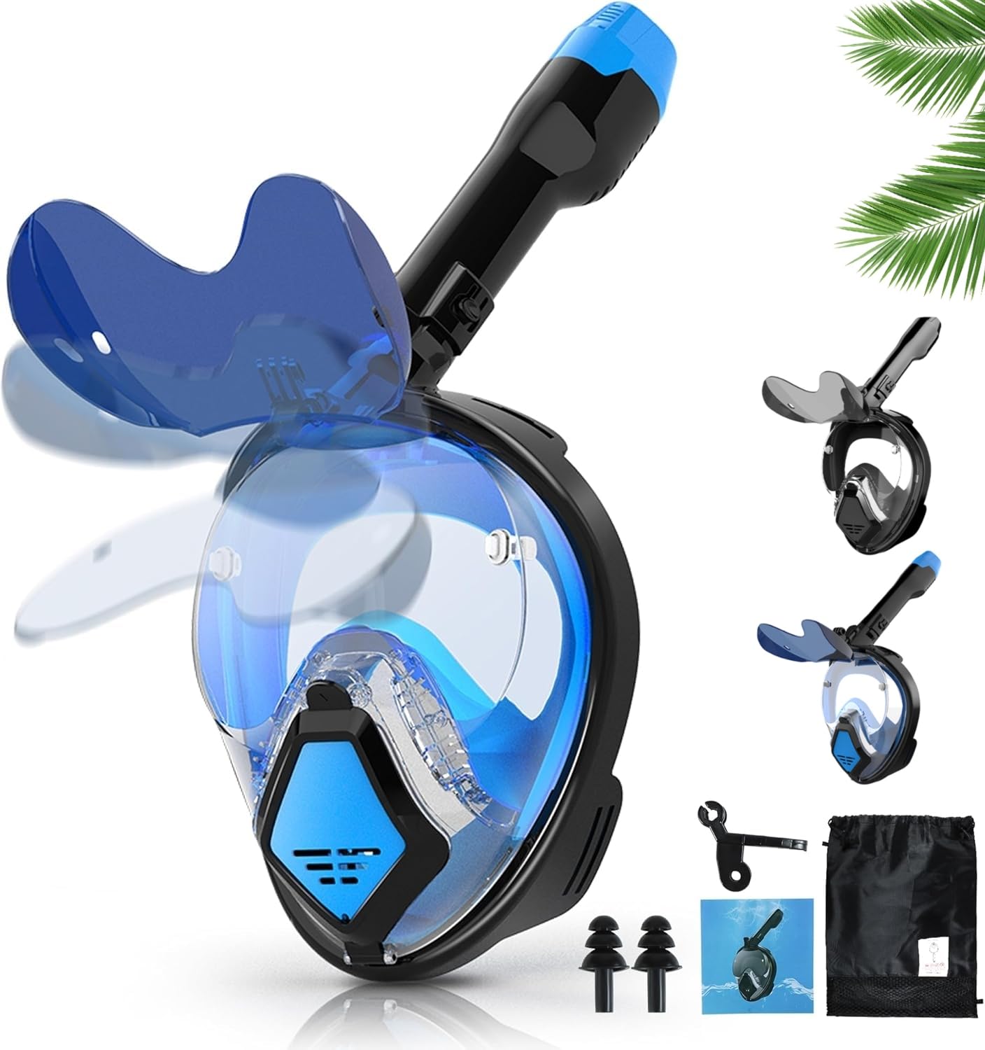 Mascherina Snorkeling Full Face Adulti - Visione 180° Anti-Appannamento Con Supporto Action Cam - Foto 7