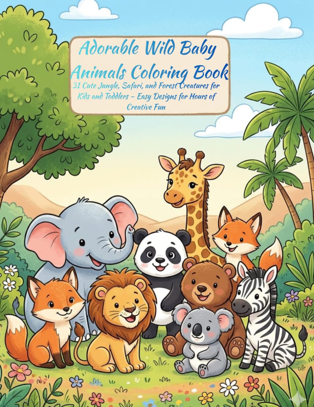 Adorable Wild Baby Animals Coloring Book: 31 Cute Jungle, Safari, and Forest Creatures for Kids and Toddlers – Easy Designs for Hours of Creative Fun