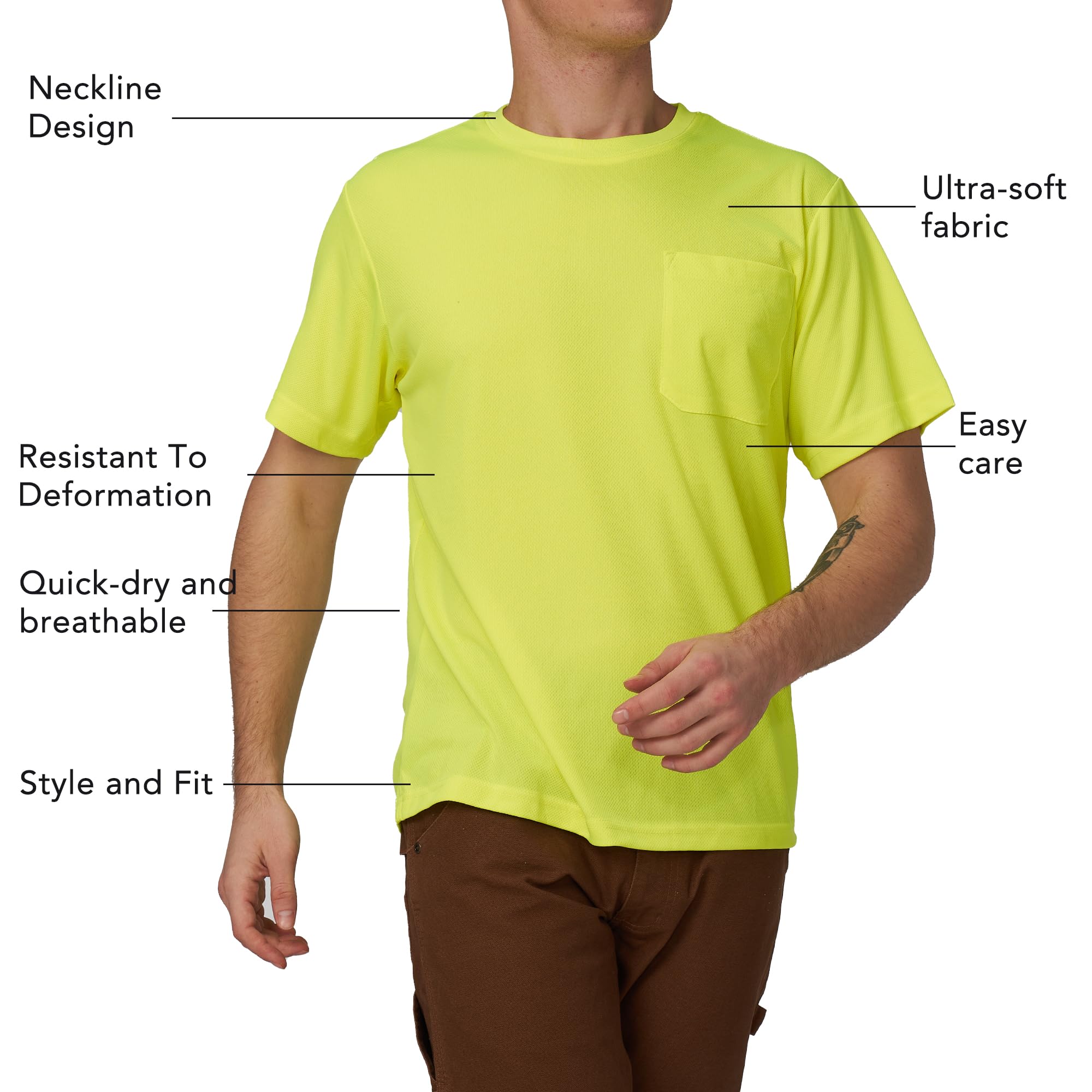 A-SAFETY Camiseta atlética perfecta reflectante - amarillo - 6X-Large