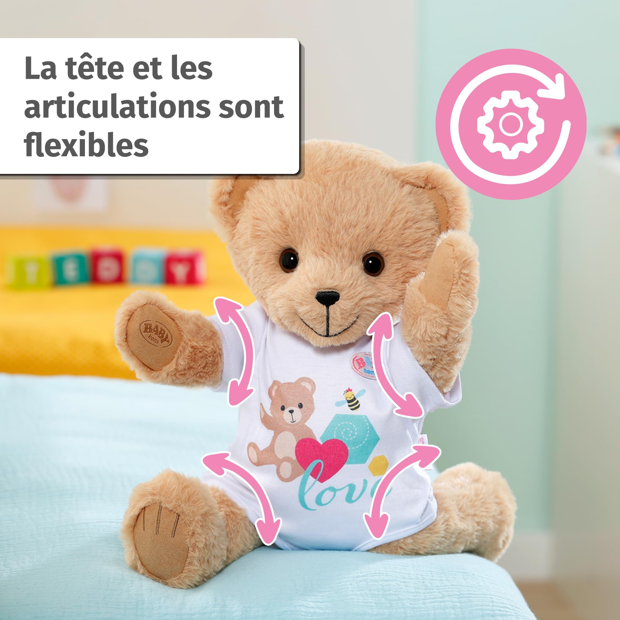 BABY born Teddy Chantant - Ours en Peluche avec Fonction sonore & grenouillère Blanche - Bras et Jambes Mobiles - Convient aux Enfants de 18 Mois et Plus - Chante 5 chansons allemandes de la série