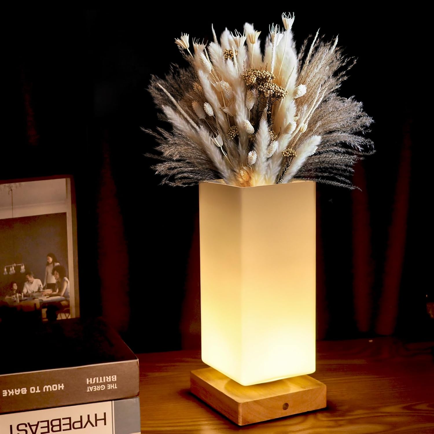 Vase Table Lamp, DIY Vase Lamp USB Charging Port Dimmable Flower Lamp