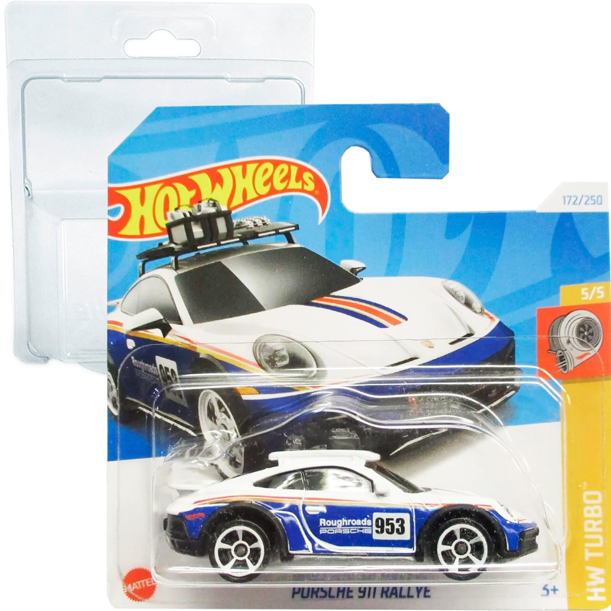 Hot Wheels Porsche 911 Rallye HW Turbo 5/5 (172/250) HRY70 White 2024 + Protector Short Card Frikimonkey