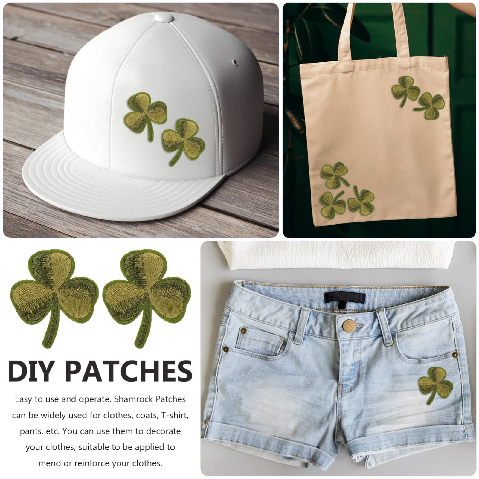 STOBOK 100pezzi Patches Ricamati Shamrock Per Capi e Accessori Toppe Termoadesive Per Riparazioni e Decorazioni Di Vestiti Jeans Cappelli Shirt