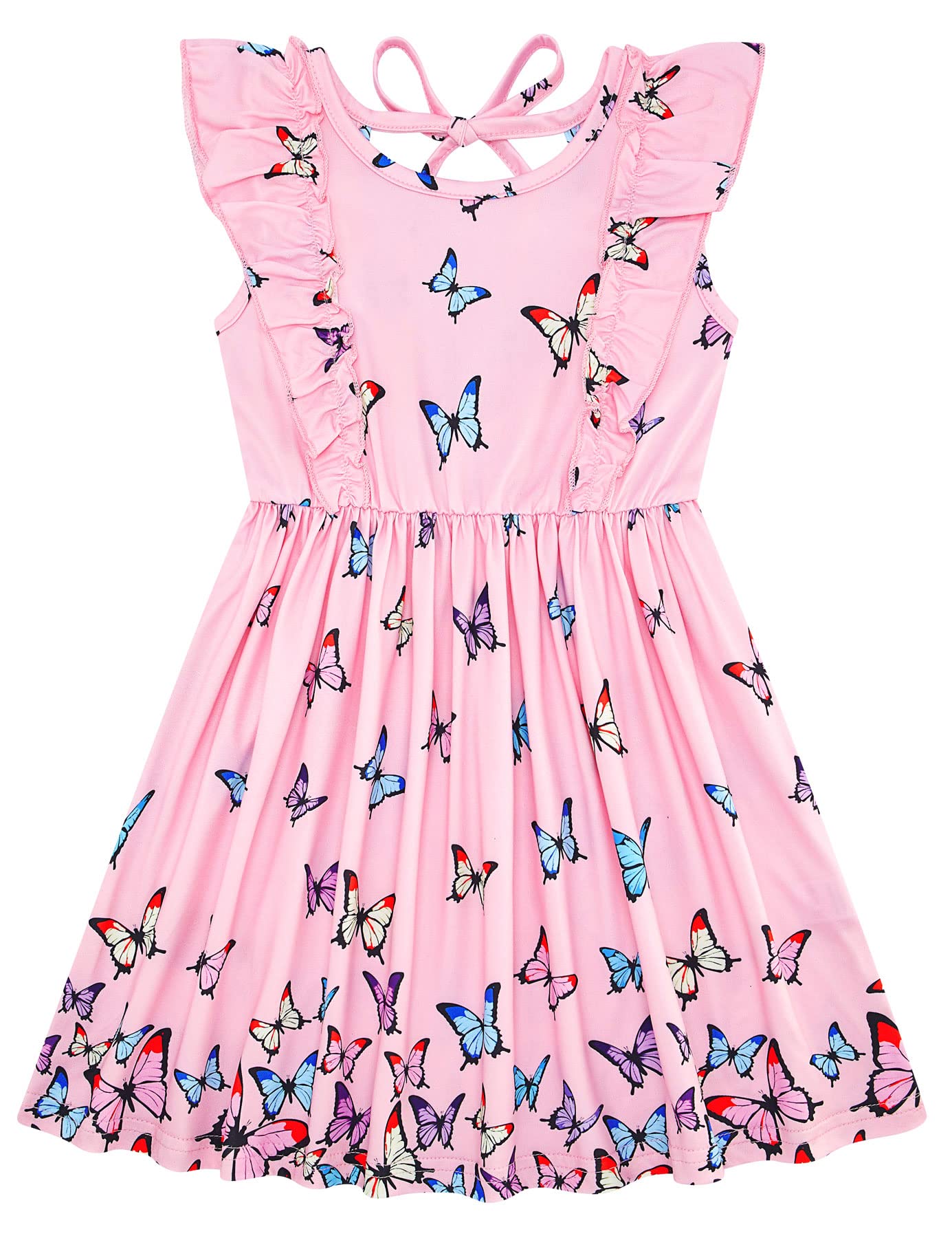 Goodstoworld Toddler Girl Dress for Kids Summer Beach Ruffle Tie Back Dresses for 2-8T