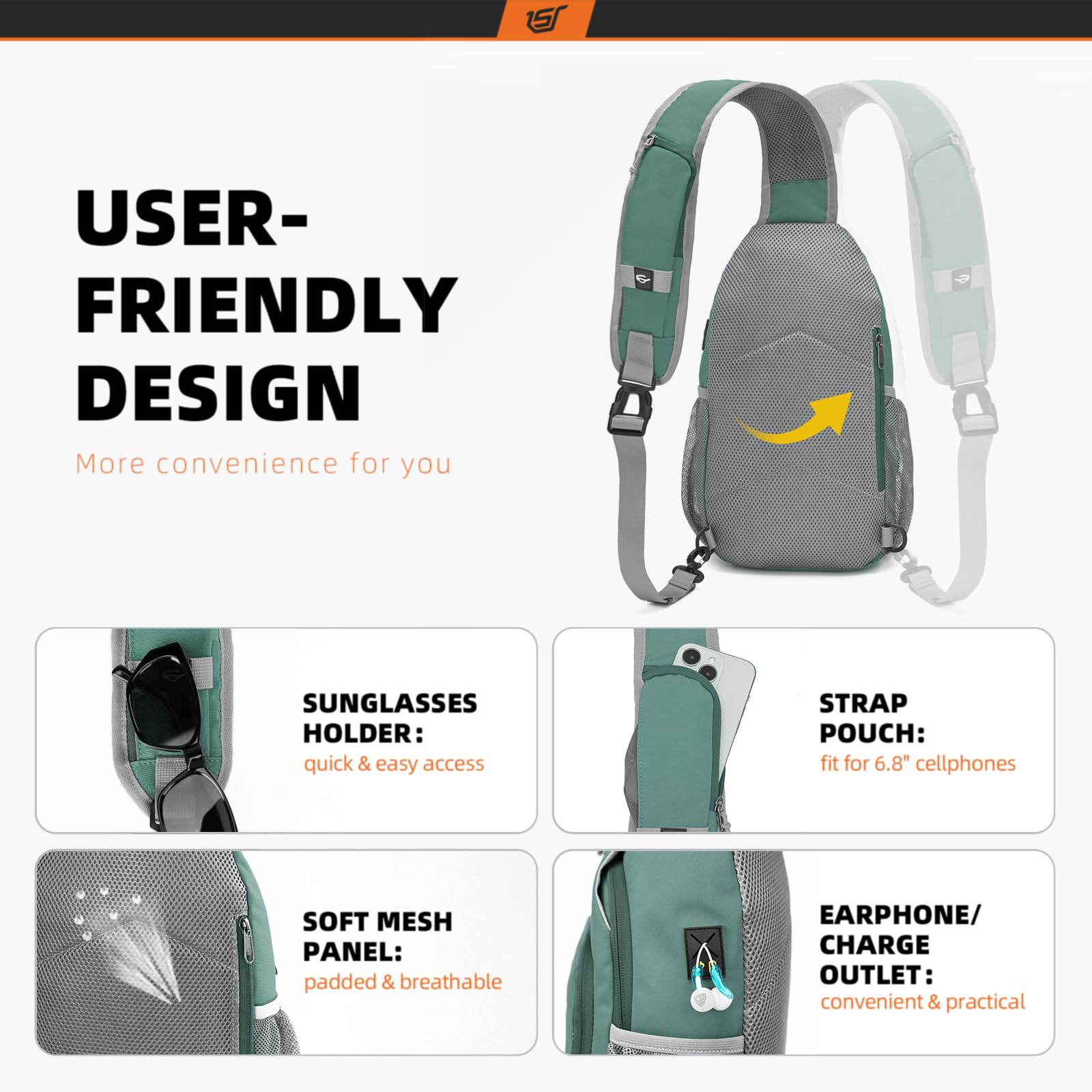 SKYSPER Borsa a tracolla con tecnologia RFID, zaino a tracolla da viaggio, escursionismo, per donne e uomini, Verde, Borsa a tracolla antifurto Rfid