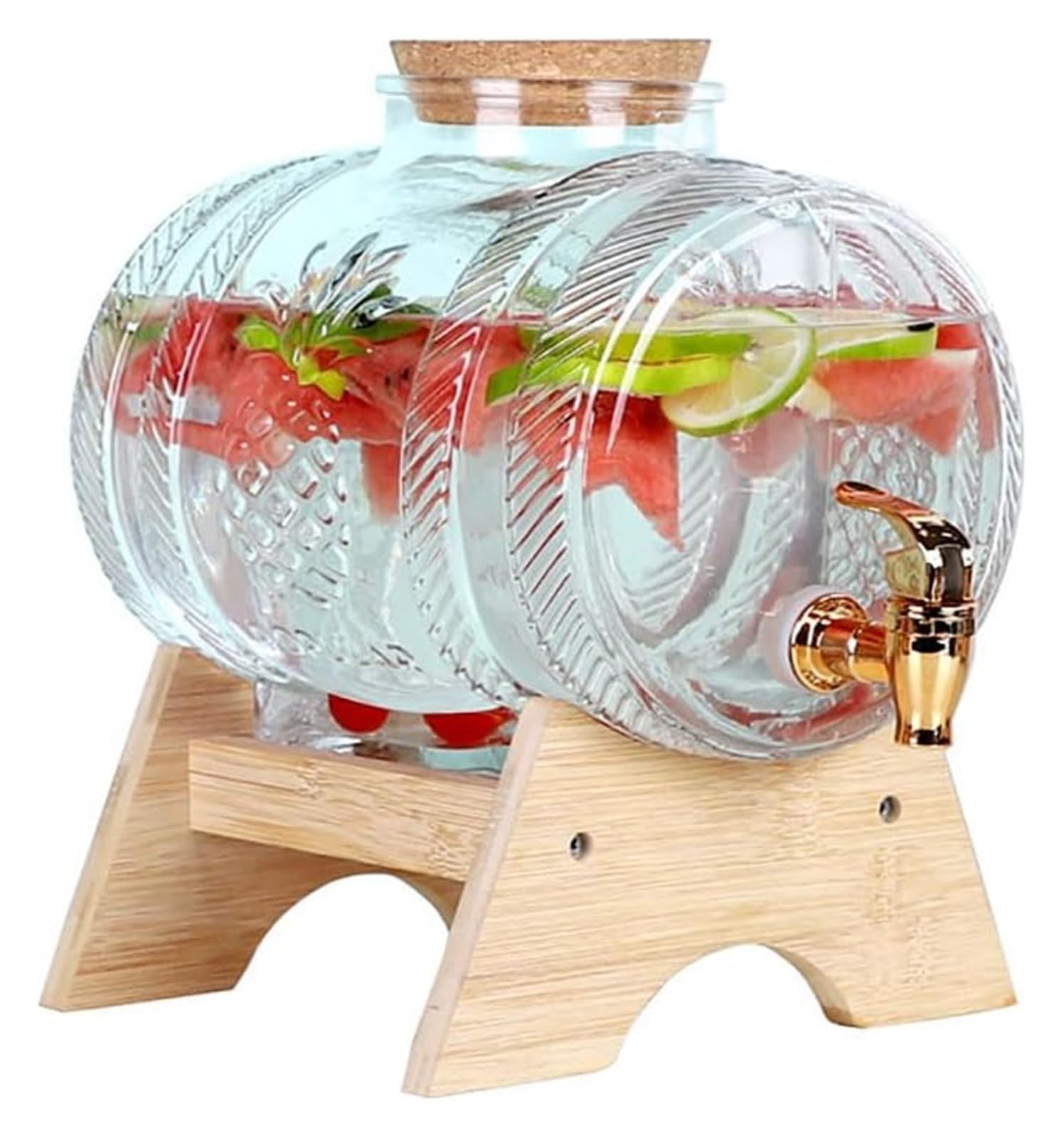 asdchZen Glass Beverage Dispenser,Juice Dispenser, Glass Drink Dispenser With Spigot And Wooden Stand For Parties Beverage Dispense Cold For Party Daily,3L