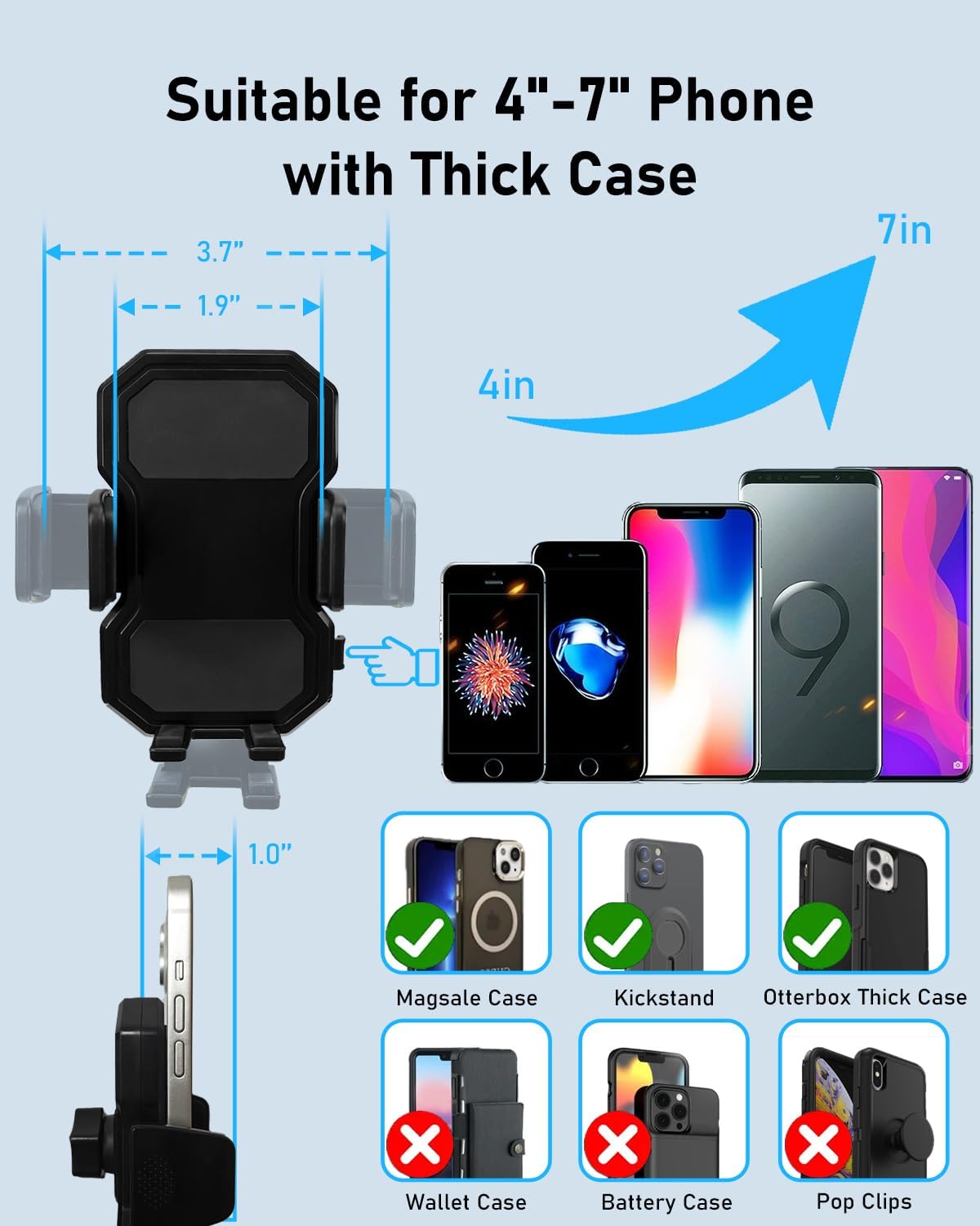 Belinous Car Cup Holder Expander with Phone Holder, 2 in 1 Car Phone Mount & Cup Holder Adapter with Adjustable 360° Rotation Gooseneck, U-shaped Handle Slot, Fits for iPhone, Samsung, Drinking Bottle - Image 5