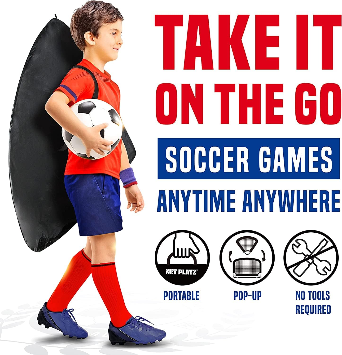 NET Playz 4ftx3ft Easy Fold-Up Portable Training Soccer Goal, 36" D x 48" W x 36" H