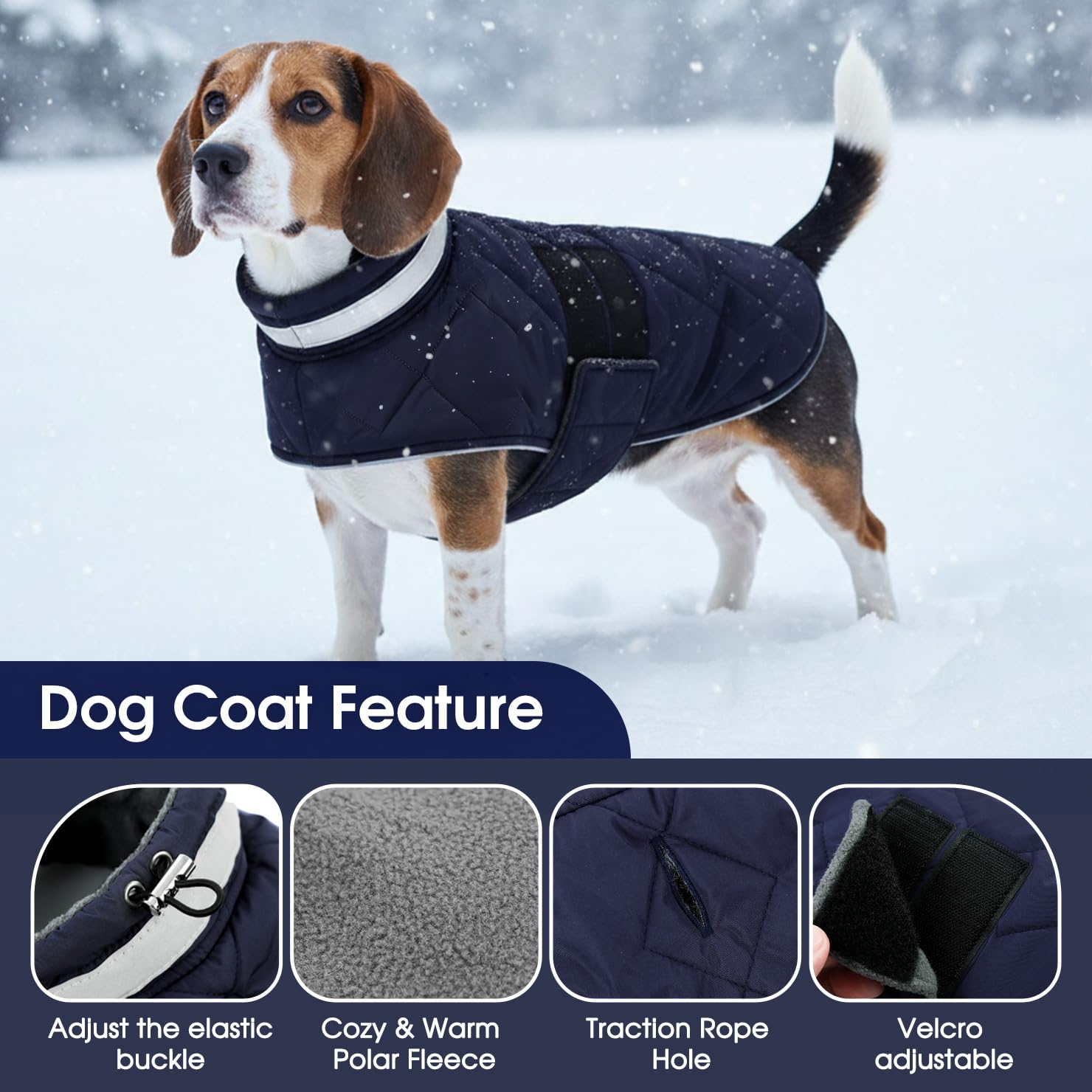 ASENKU Cappotto Impermeabile per Cane Invernale, 3XL Cappottino per Cani di Taglia Grande, Giacca Invernale Foderata in Lana Riflettente, Cappotti e giubbotti per Cani Chiusura Regolabile