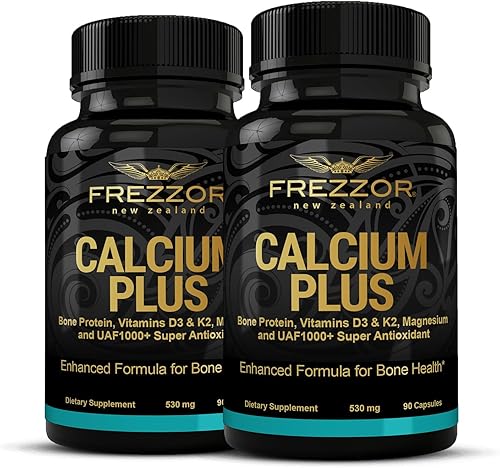 FREZZOR Calcio Plus con UAF1000+ Super antioxidante para la salud de los huesos y la densidad ósea, apoya un peso corporal saludable, proporción