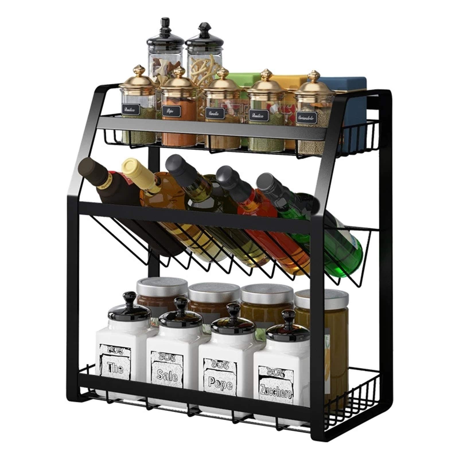 DUMRALBQE Kitchen Condiment Holder Multifunctional Steel Kitchen Shelf Rack Spice Kit for Families and Restaurants