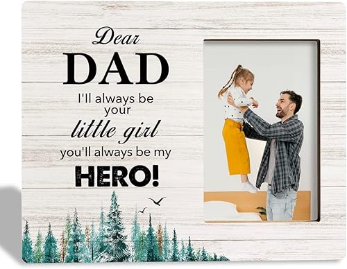 Miniatura 2 de Marco de fotos con texto en inglés "To Dad I'll Always Be Your Little Girl You'll Always Be My Hero", regalo de marco de fotos de madera, regalo de