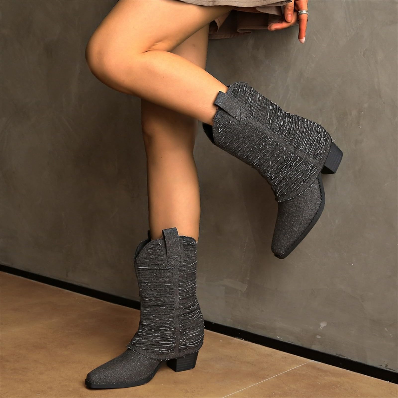 HOOUDO Stivali Donna Estivi,Stivali da Donna Estivi Bianchi Stivaletti Pelle Comodi Stivaletti Scarpe Eleganti Cerimonia Texani Scarpe