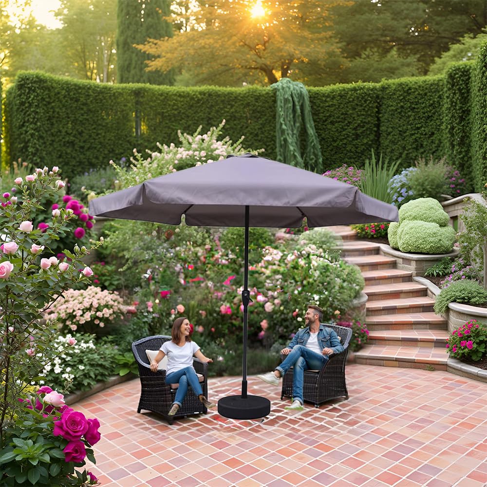 Ombrellone da Giardino Tondo 3 Metri - in Alluminio, Regolabile, da Esterno, Impermeabile, con Manovella, Tubo Ø 40 mm- Resistente ai Raggi UV