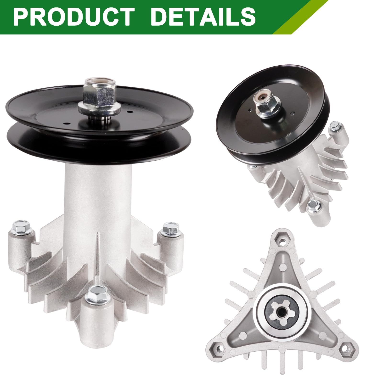 130794 - Conjunto de husillo de cortacésped con polea 153535 de repuesto para cortacésped Craftsman de 42 pulgadas (2 unidades)