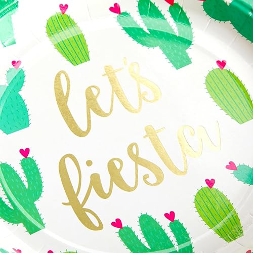 Miniatura 8 de Sparkle and Bash 145 piezas de suministros de fiesta de Let's Fiesta, platos de cactus, servilletas, vasos, cubiertos, mantel para cumpleaños,