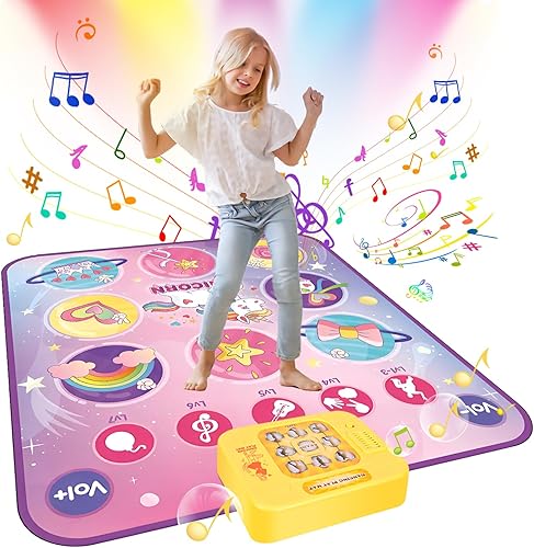 JONRRYIN Alfombrilla de baile de juguete de regalo para niños, almohadilla de baile electrónica iluminada, 5 modos y 3 niveles de desafío, regalos