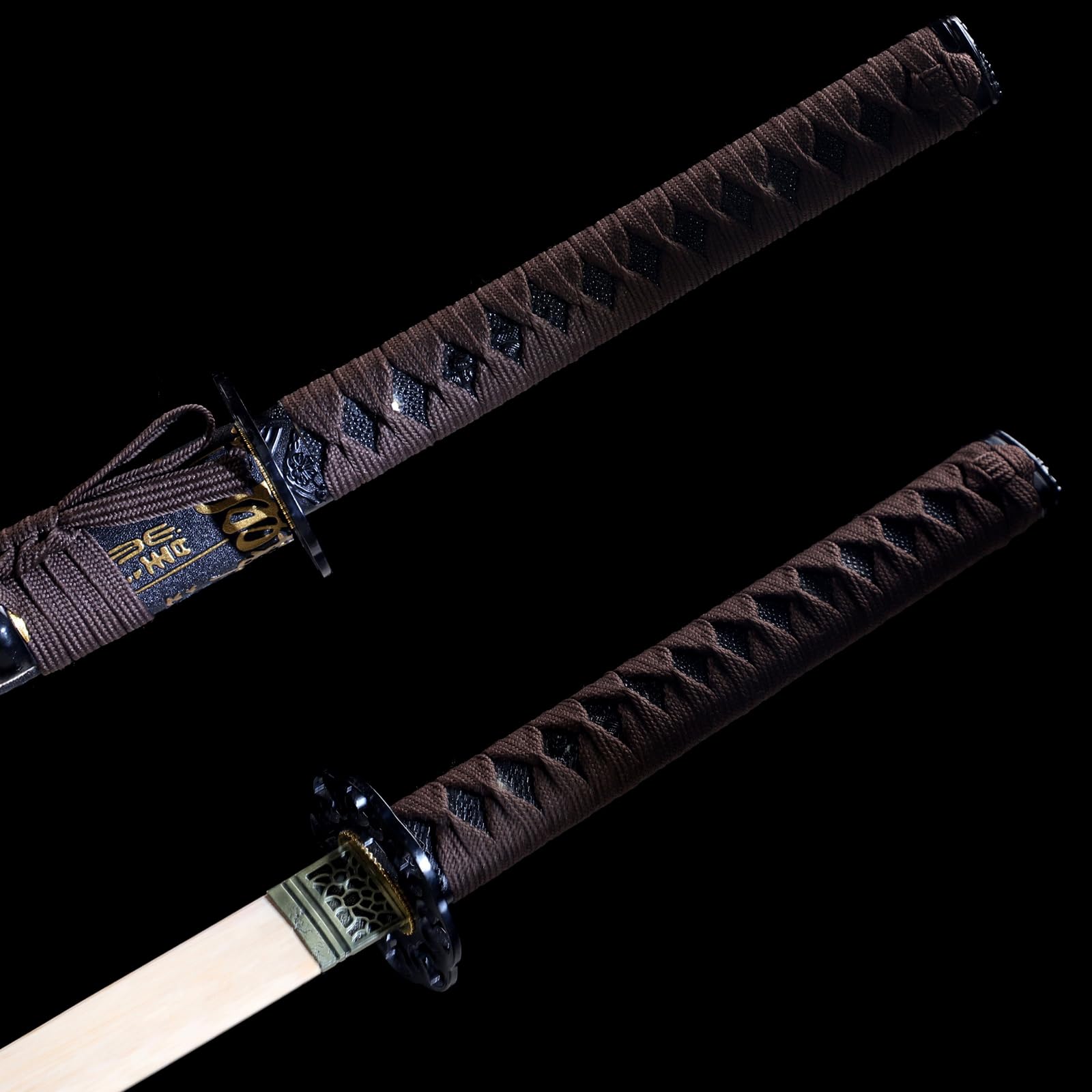 Katana de Madera Hecha a Mano de 103 cm,Vaina Envuelta en Cuero,Hoja Hecha de bambú,Espada samurái de Madera para Cosplay,Artes Marciales,Kendo,Accesorios,Entrenamiento,decoración