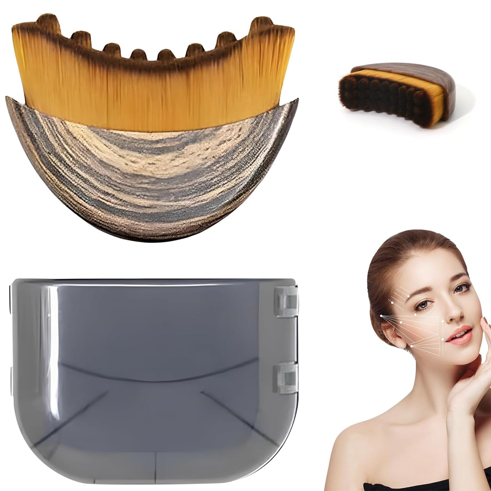 Ultra-Soft Lymphatic Contour Face Brush, Contouring Soothing Drainage Massage Brush, Dry Brushing Body Brush for Face Chin Jawline Sculpting 1 Pcs