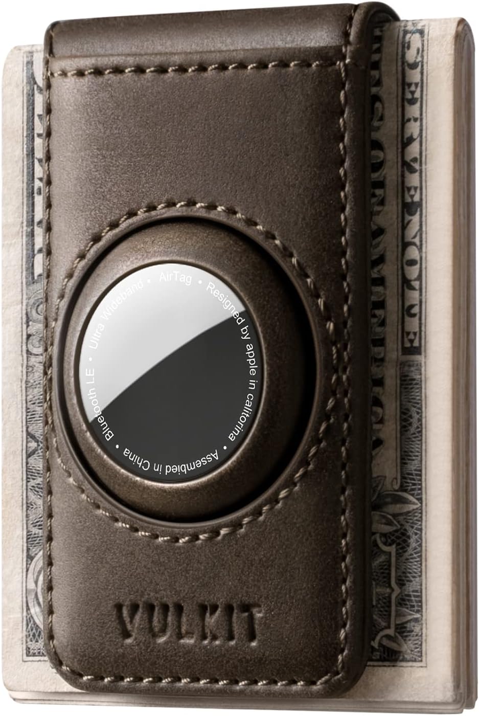 VULKIT Men's Money Clip with Airtag Holder