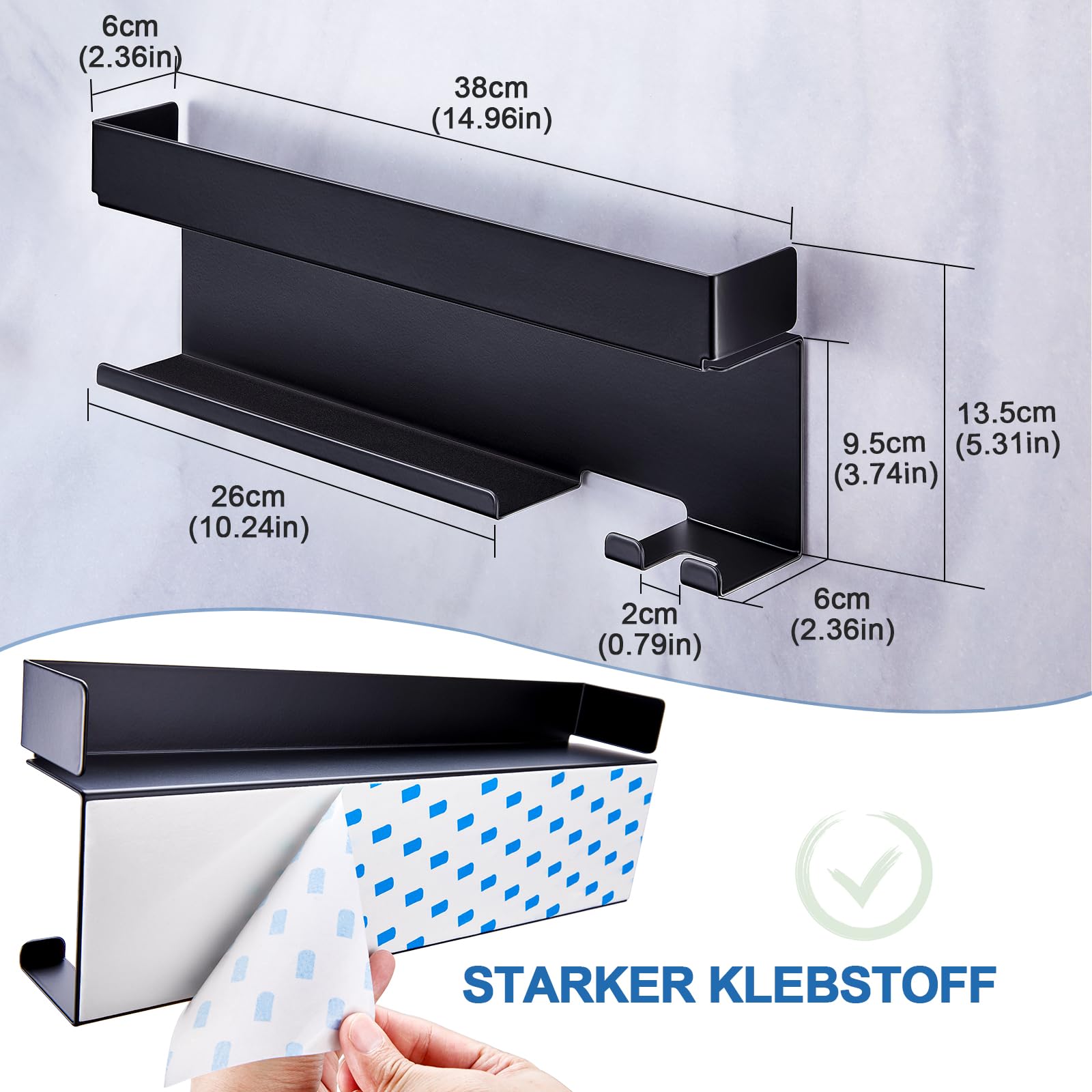 Supporto Phon Da Parete, Lo Stent Asciugacapelli È Adatto Per Gli Accessori Styler Curling Device, Supporto Autoadesivo Per Asciugacapelli, Porta Phon Bagno (Nero)