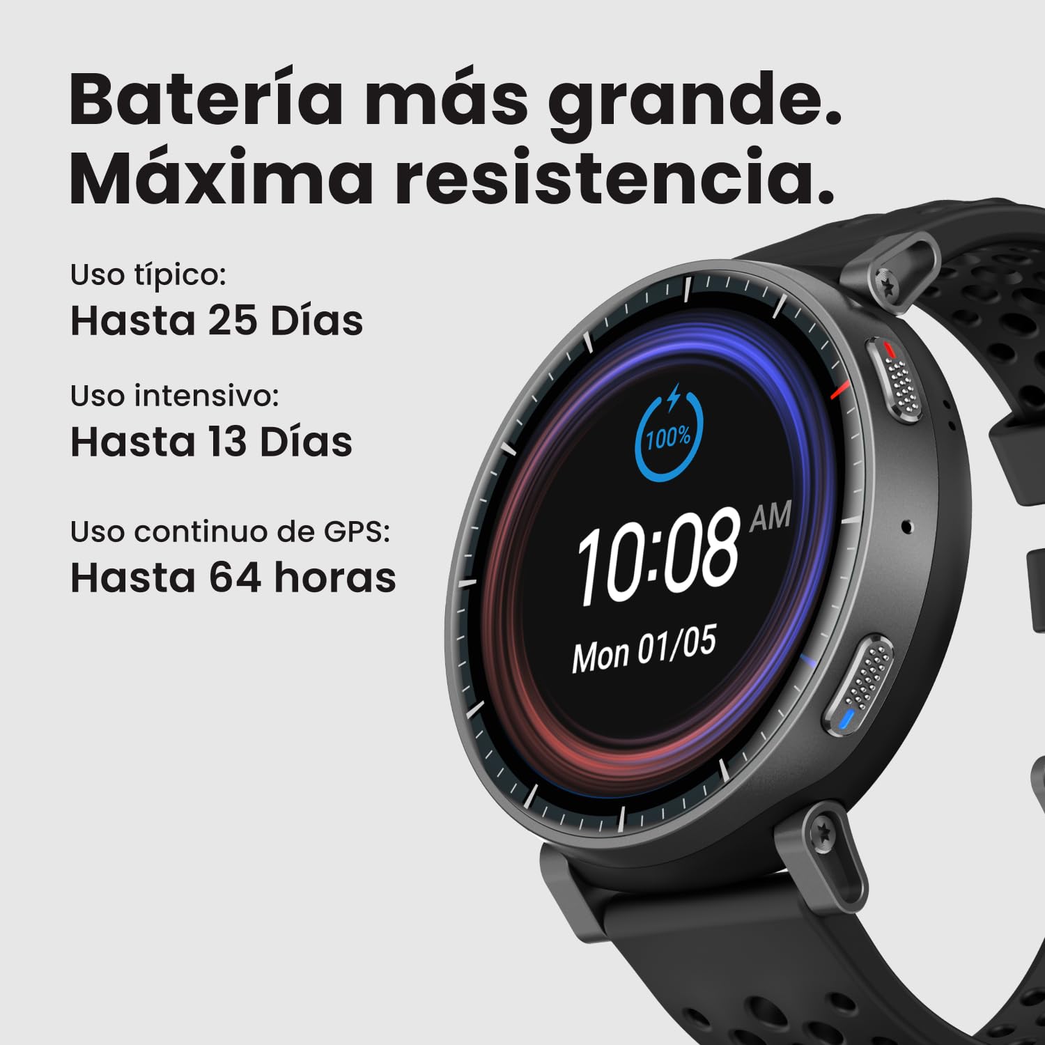 Amazfit Active MAX Reloj Inteligente 48mm, Pantalla AMOLED 1.5", Batería hasta 25 Días, Mapas, NFC, GPS, 170+ Deportes, Resistente al Agua, Ritmo Cardíaco y Sueño, Smartwatch para Android iPhone