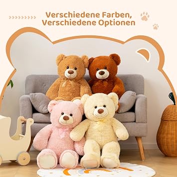 HollyHOME BEJOY 100cm Teddy Bear, Giant Stuffed Animals, Soft Toy Large Plush Teddy Bears, Love Gift Child Dolls, TAN