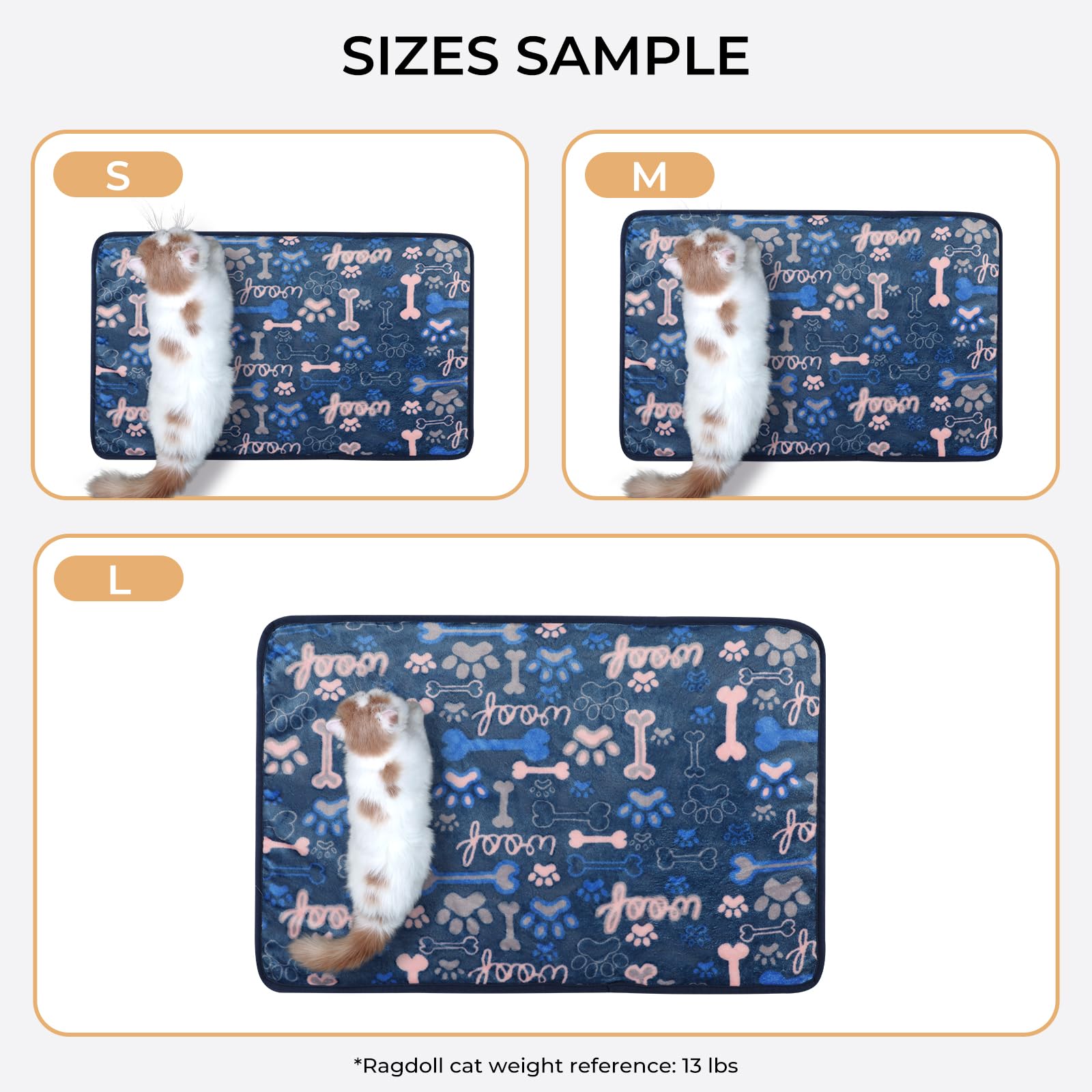 luciphia 3 Pezzi Coperta per Cane/Gatto Lavabile Soffice Durevole, Morbida e Calda Flanella,Zampa d'osso,Small (60 * 40cm)