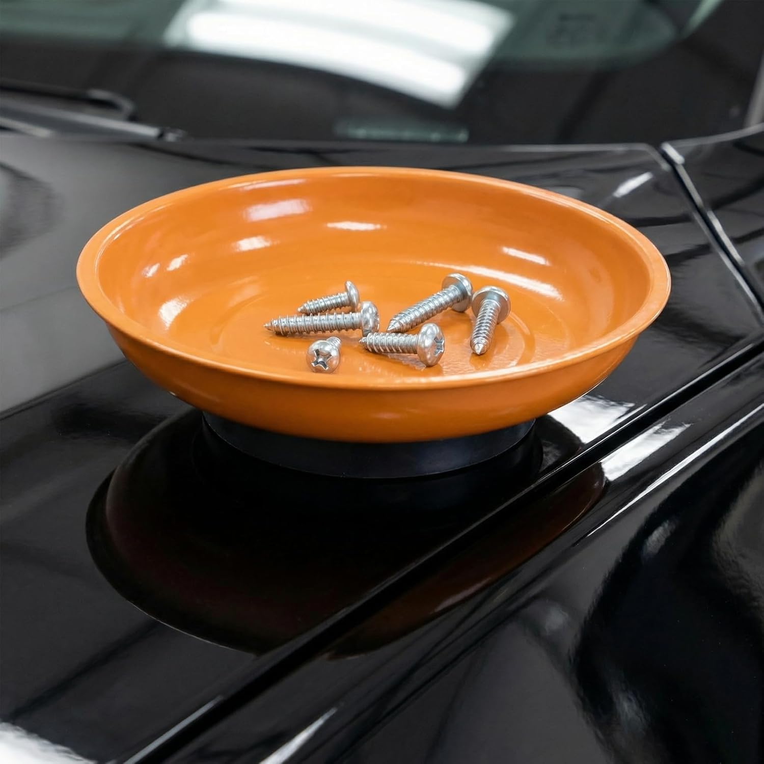 FUNSUEI 10 Packs 6 Inch Magnetic Tray, Stainless Steel Tool Magnetic Bowl, 15cm Round Magnetic Parts Tray Holder for Pins, Screws, Bolts, Nuts, Small Parts, Orange