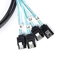 Vista 6 de Cable SATA-III: 1.6 ft, 4 unidades/juego delgado de 90 grados SATA de ángulo recto SAS 6 Gbps datos en ángulo recto para unidades de servidor-Raid