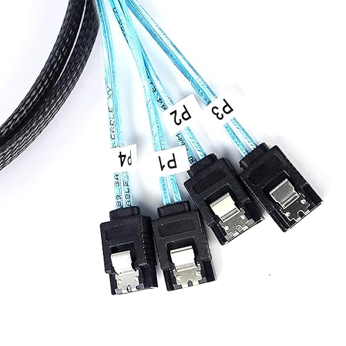 Miniatura 6 de Cable SATA-III 1.6 ft, 4 unidadesjuego delgado de 90 grados SATA de ángulo recto SAS 6 Gbps datos en ángulo recto para unidades de servidor-Raid