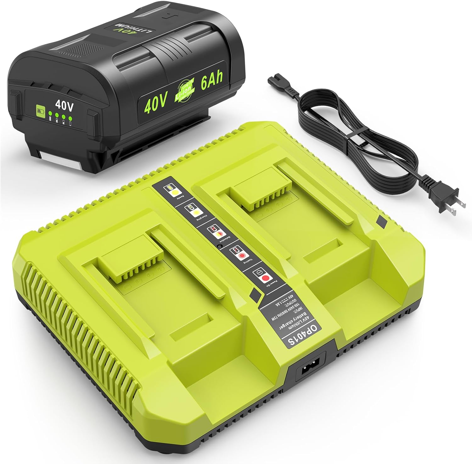 1 Pack OP4060 40V Max 6000mAh 240Wh Battery Replacement for Ryobi with Ryobi 40V OP401S Charger