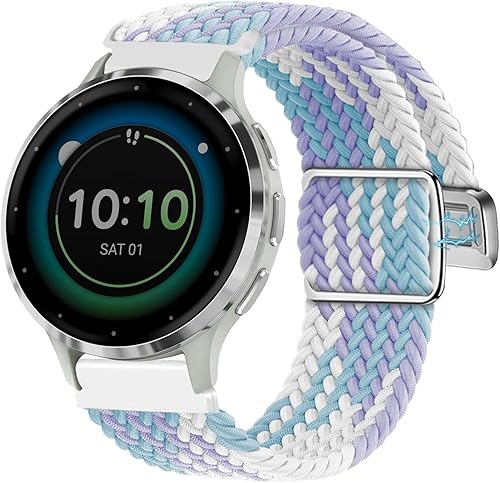 Abanen Correa de reloj trenzada de nailon elástico para Garmin Venu 2S Vivoactive 4S Vivomove 3S, correa elástica suave de 0.709 in con cierre