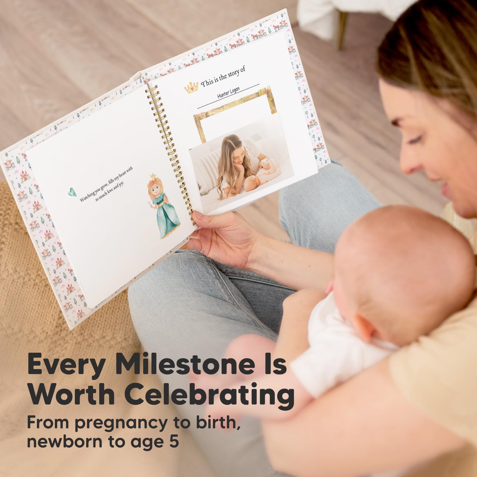 STARLINGEAR 「The First 5 Years」 Photo First 5 Years Baby Memory Book Journal - 90 Pages Hardcover First